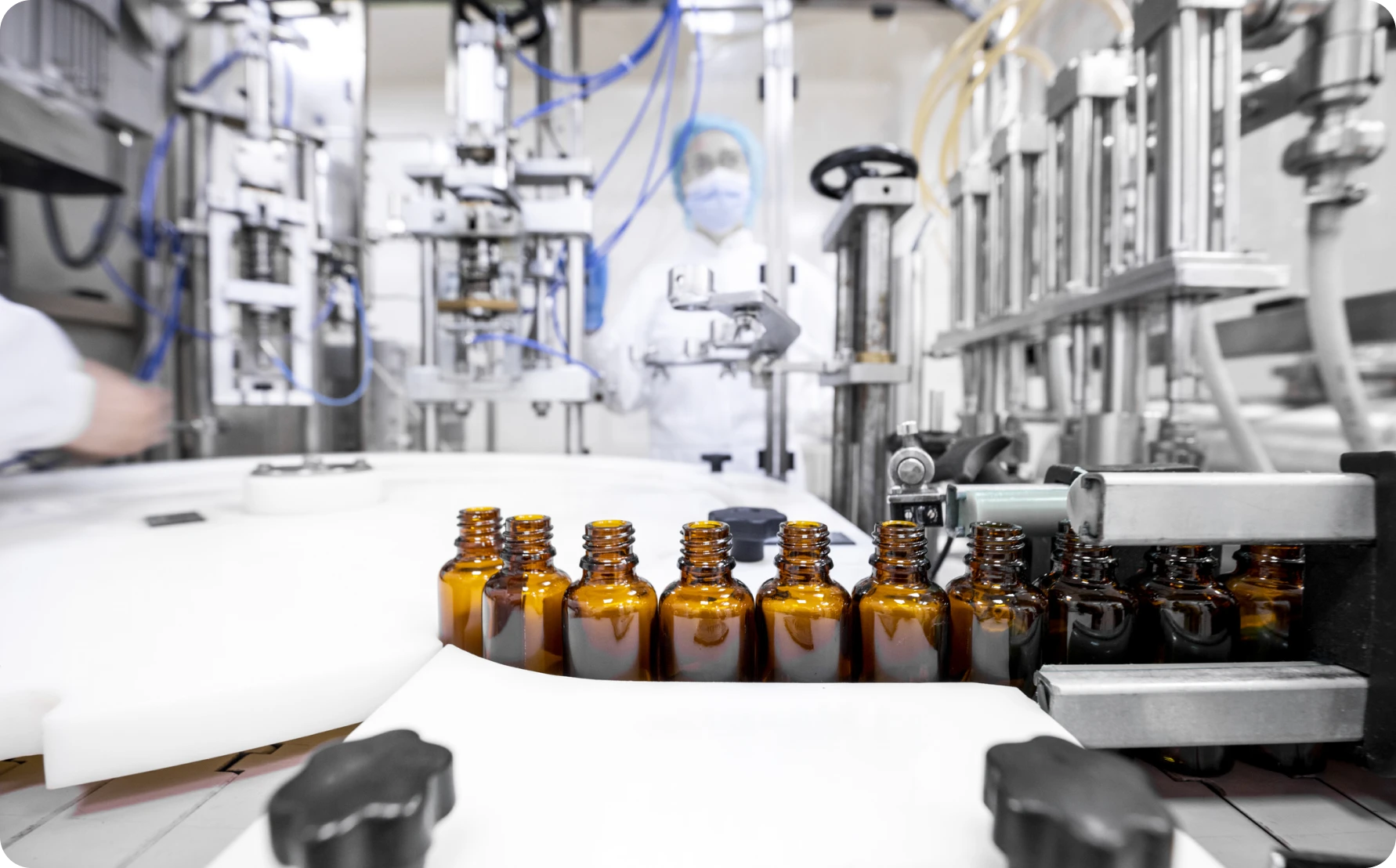 Laboratory worker in protective gear