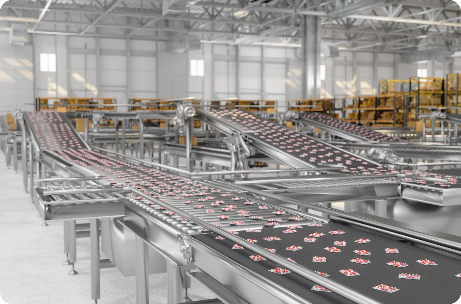 Manufacturing facility with product conveyors